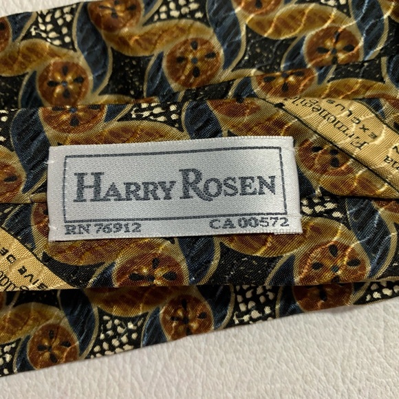 Ermenegildo Zegna Harry Rosen Multicolor gold Blue Geometric Silk Tie 60" L 4" W - Picture 5 of 7